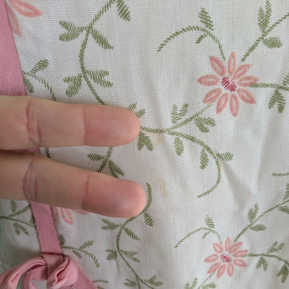 Mini Floral Dress M Cream Pink Vintage 60s A-Line Floral Bow Ribbon Sleeveless - Picture 11 of 14